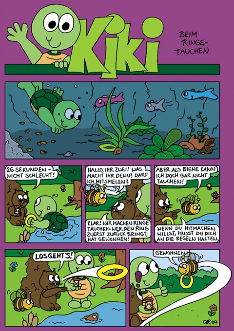 Kiki beim Ringetauchen