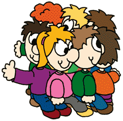 Kindergruppe sitzt
